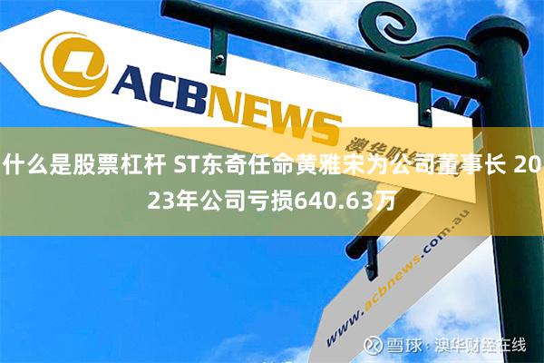 什么是股票杠杆 ST东奇任命黄雅宋为公司董事长 2023年公司亏损640.63万